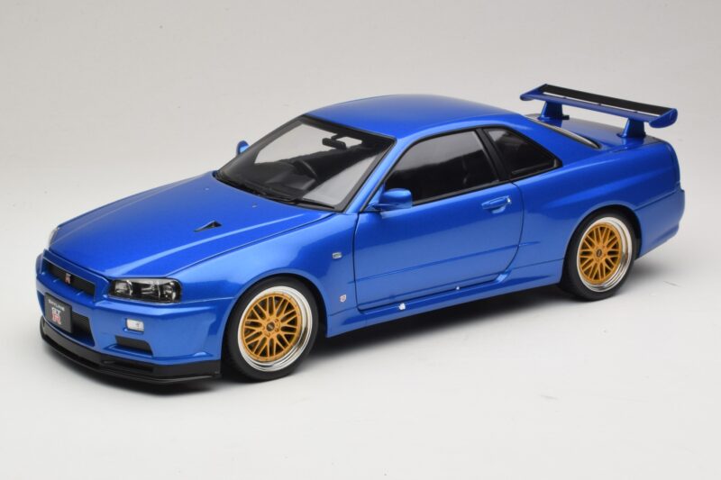Nissan Skyline GT-R R34 V-Spec II Mėlyna Metalik BBS Ratlankiai KK-Scale 1:12 KKDC120211-2 Metalas