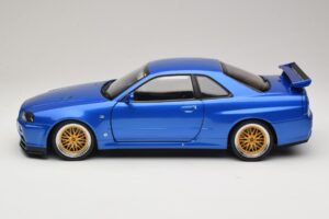 Nissan Skyline GT-R R34 V-Spec II Mėlyna Metalik BBS Ratlankiai KK-Scale 1:12 KKDC120211-2 Metalas - nuotrauka 4 iš 8