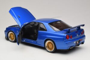 Nissan Skyline GT-R R34 V-Spec II Mėlyna Metalik BBS Ratlankiai KK-Scale 1:12 KKDC120211-2 Metalas - nuotrauka 5 iš 8