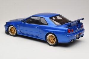 Nissan Skyline GT-R R34 V-Spec II Mėlyna Metalik BBS Ratlankiai KK-Scale 1:12 KKDC120211-2 Metalas - nuotrauka 7 iš 8