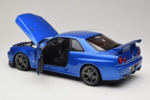 Nissan Skyline GT-R R34 V-Spec II Mėlyna Metalik OEM Ratlankiai KK-Scale 1:12 KKDC120211-1 Metalas - nuotrauka 5 iš 8