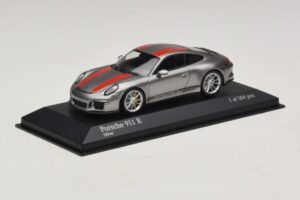 Porsche 911 991.1 R Sidabrinis Su Oranžinėmis Juostomis Minichamps 1:43 410066222 Metalas - nuotrauka 2 iš 5