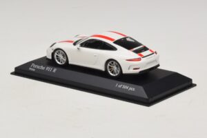 Porsche 911 991.1 R Baltas Su Raudonomis Juostomis Minichamps 1:43 410066220 Metalas - nuotrauka 4 iš 6