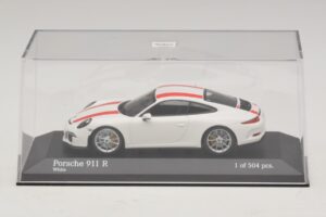 Porsche 911 991.1 R Baltas Su Raudonomis Juostomis Minichamps 1:43 410066220 Metalas - nuotrauka 5 iš 6