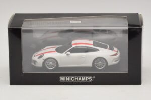 Porsche 911 991.1 R Baltas Su Raudonomis Juostomis Minichamps 1:43 410066220 Metalas - nuotrauka 6 iš 6