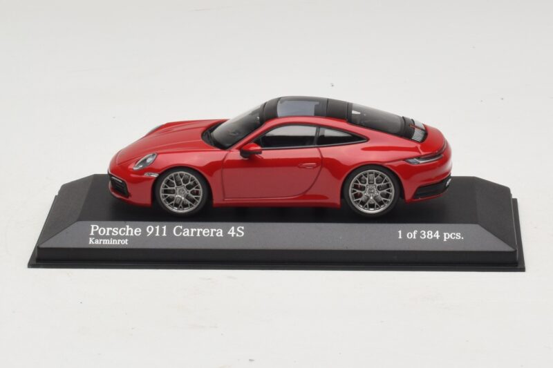 Porsche 911 992 Carrera 4S Raudonas Minichamps 1:43 410069321 Metalas
